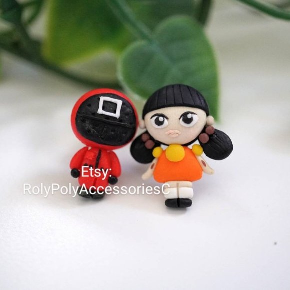 Squid Game Movie Netflix Polymer Clay Earrings - Picture 2 of 2